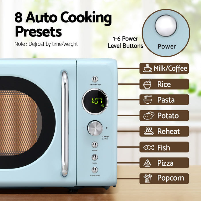 Devanti 20L Microwave Oven 800W Blue - Devanti