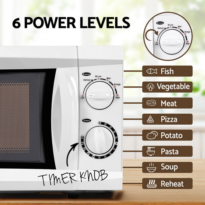 Devanti 20L Microwave Oven 800W White - Devanti