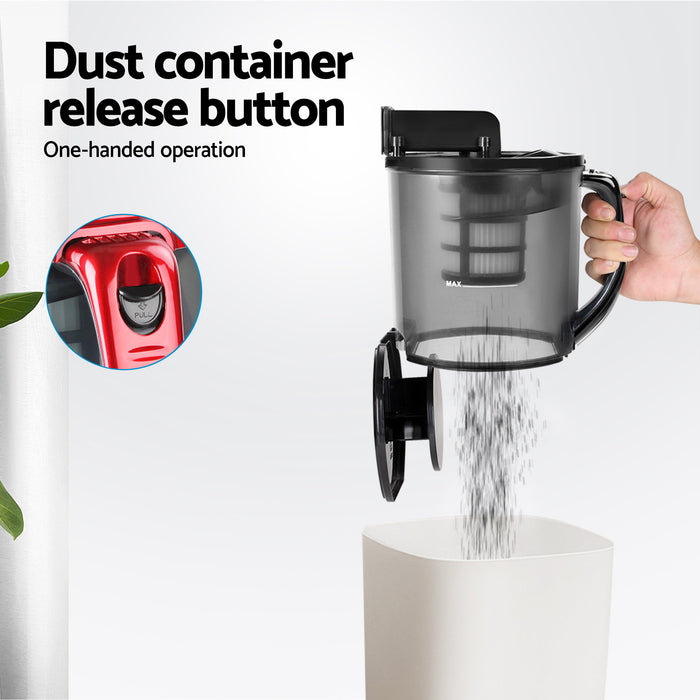 Devanti Bagless Vacuum Cleaner Cleaners Cyclone Cyclonic Vac HEPA Filter Car Home Office 2200W Red - Devanti