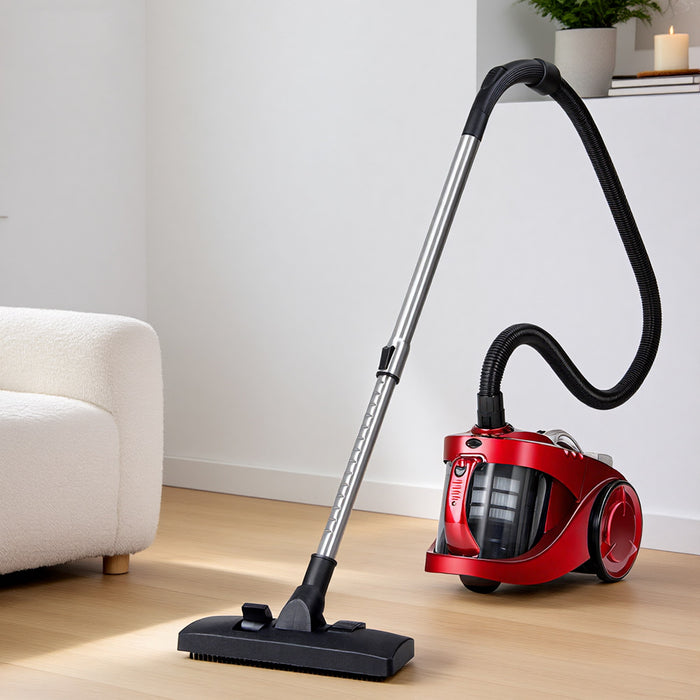 Devanti Bagless Vacuum Cleaner Cleaners Cyclone Cyclonic Vac HEPA Filter Car Home Office 2201W Red - Devanti