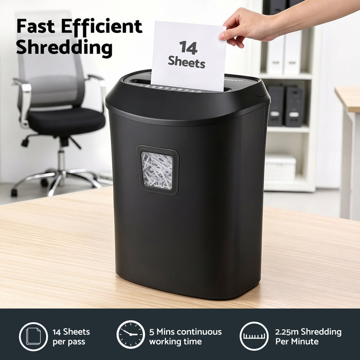 DEVANTI 25L Paper Shredder 14 Sheet P4 Cross Cut for Home Office