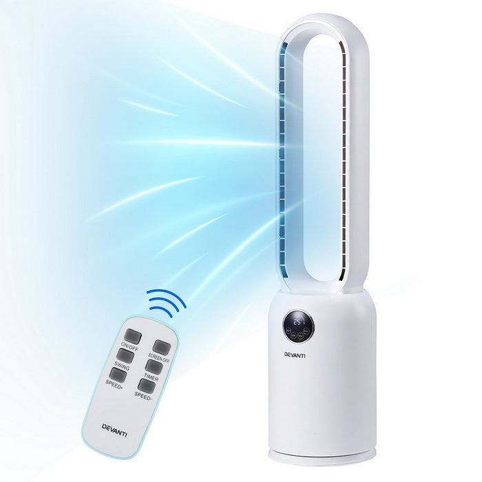 Devanti 2in1 Bladeless Fan Air Purification W/ Remote 88cm - Devanti