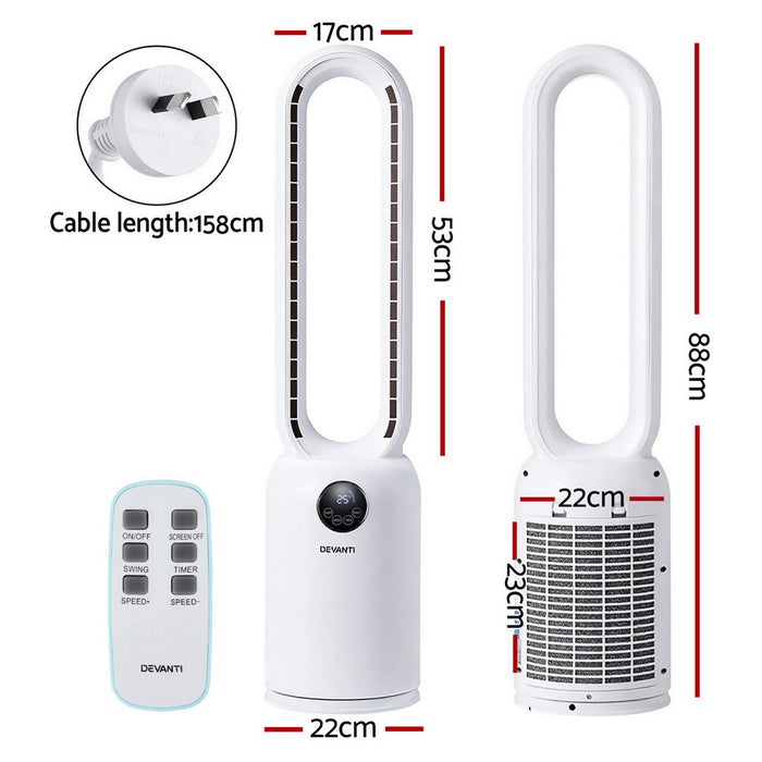Devanti 2in1 Bladeless Fan Air Purification W/ Remote 88cm - Devanti