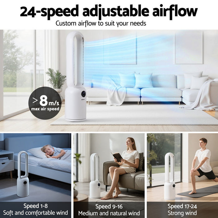 Devanti 2in1 Bladeless Fan Air Purification W/ Remote 88cm - Devanti