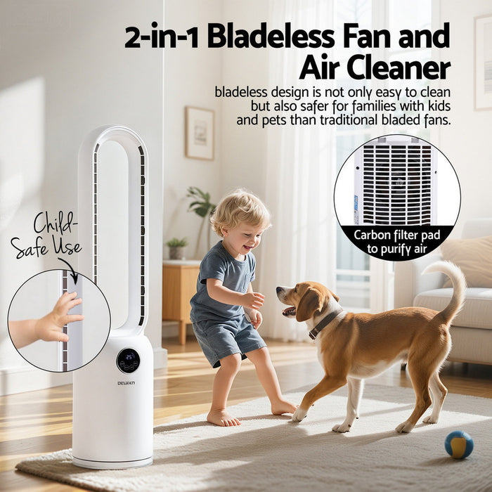 Devanti 2in1 Bladeless Fan Air Purification W/ Remote 88cm - Devanti