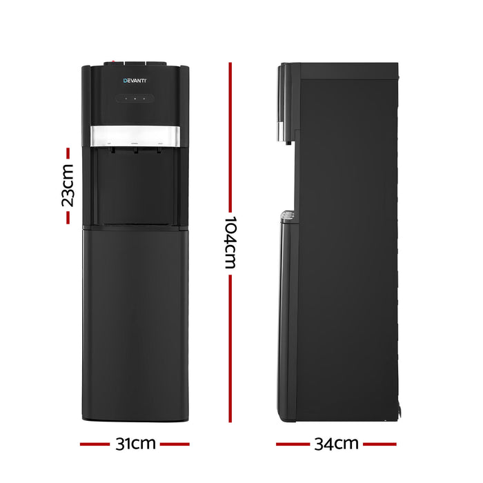 Devanti 3 Taps Water Cooler Dispenser Bottom Loading Dispenser Chiller Filter Purifier Black - Devanti