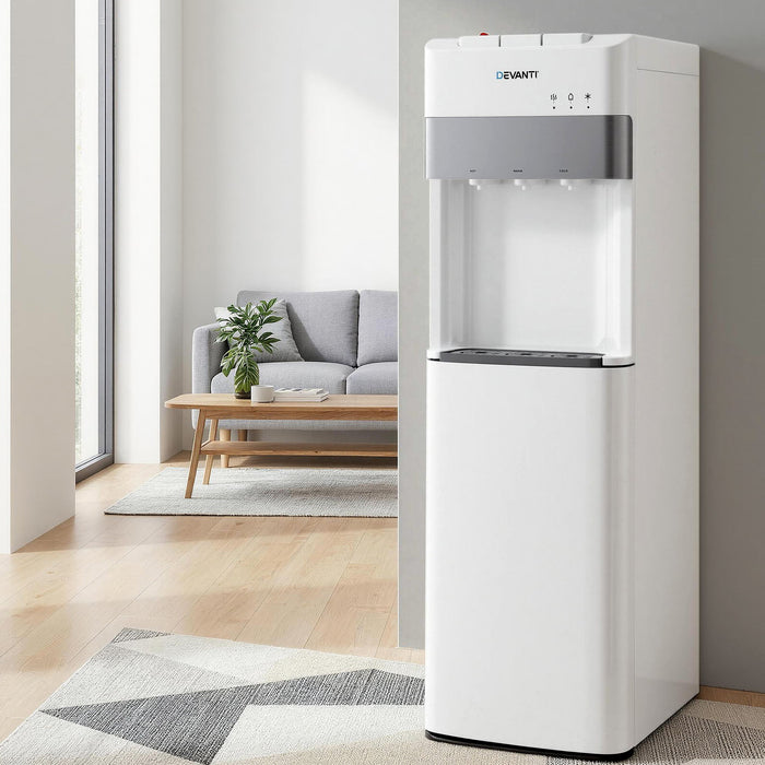 Devanti 3 Taps Water Cooler Dispenser Bottom Loading Dispenser Chiller Filter Purifier White - Devanti