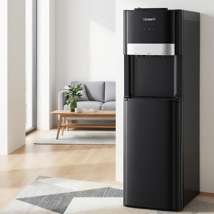 Devanti 3 Taps Water Cooler Dispenser Bottom Loading Dispenser Chiller Filter Purifier Black - Devanti