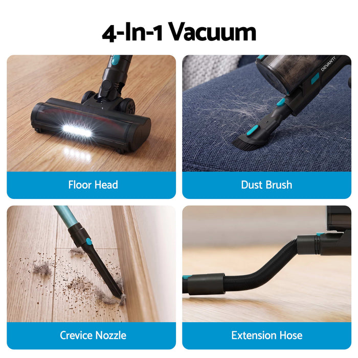 DEVANTI 30000Pa Cordless Stick Vacuum Cleaner 4-in-1 Handheld Vac, Green