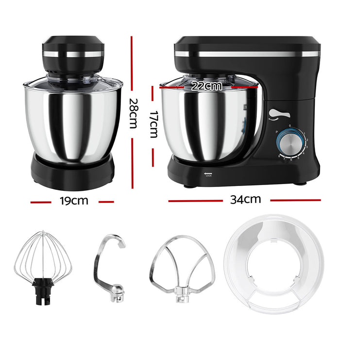Devanti 3in1 Stand Mixer 8 Speed 5L Mix Master 400W Black - Devanti