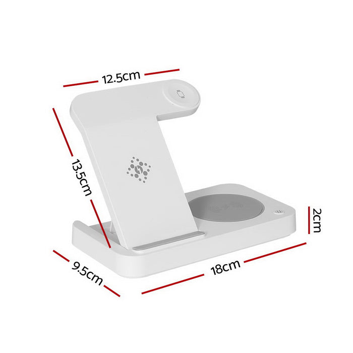 Devanti 4-in-1 Wireless Charger Dock Fast Charging for Phone White - Devanti