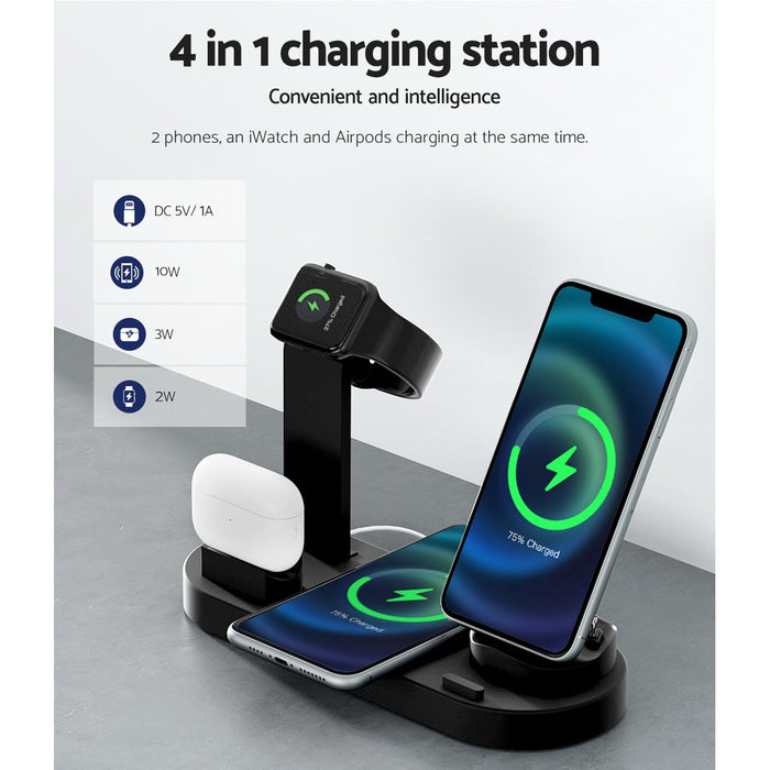 Devanti 4-in-1 Wireless Charger Dock Multi-function Charging Station for Phone - Devanti