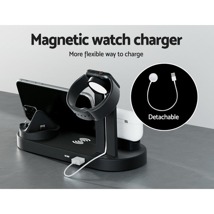 Devanti 4-in-1 Wireless Charger Dock Multi-function Charging Station for Phone - Devanti