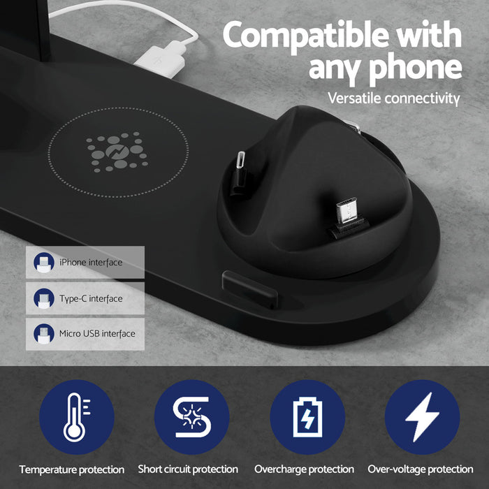 Devanti 4 in 1 Wireless Charger Multi-function Station for Phone Airpod iWatch 15W - Devanti