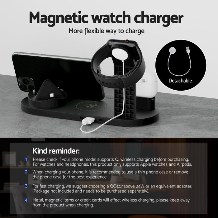 Devanti 4 in 1 Wireless Charger Multi-function Station for Phone Airpod iWatch 15W - Devanti