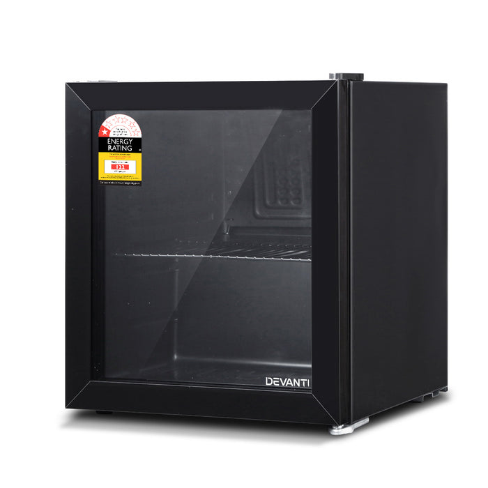 Devanti 46L Glass Door Bar Fridge Mini Countertop Freezer Fridges Bottle Cooler - Devanti