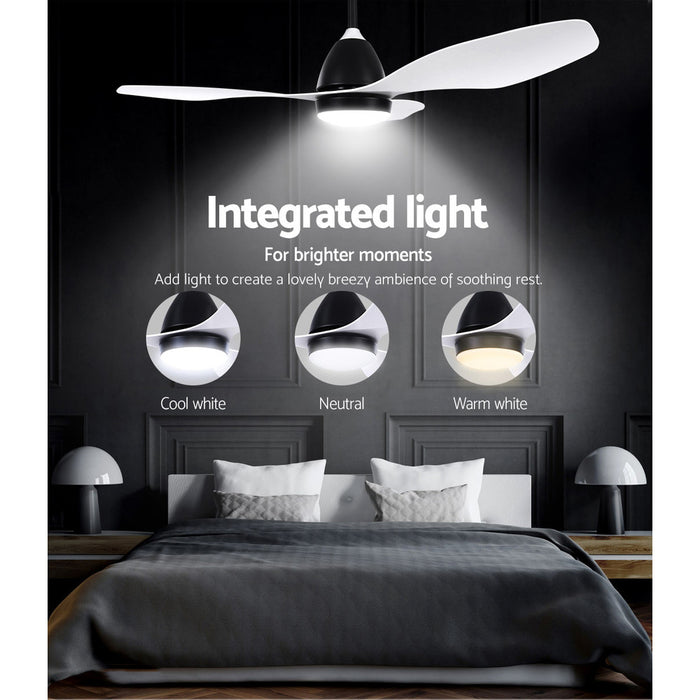 Devanti 48 Ceiling Fan Light Remote Control DC Motor 3 Blades 1300mm White