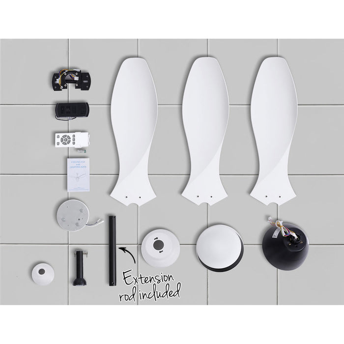 Devanti 48 Ceiling Fan Light Remote Control DC Motor 3 Blades 1300mm White