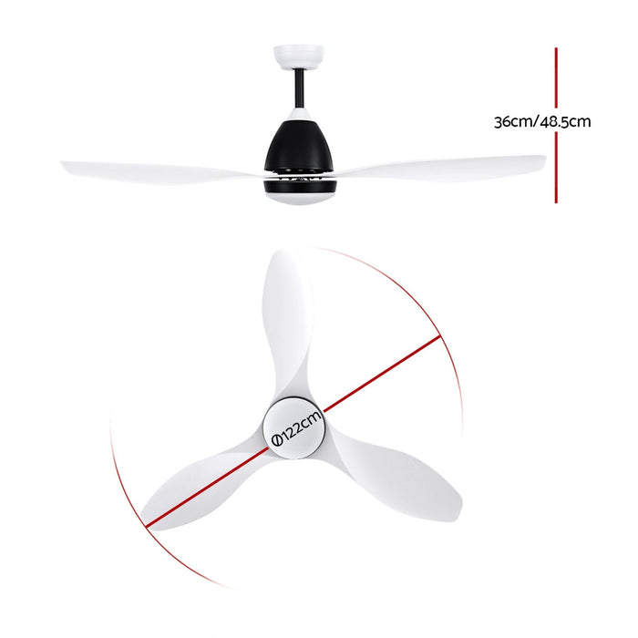 Devanti 48 Ceiling Fan Light Remote Control DC Motor 3 Blades 1300mm White