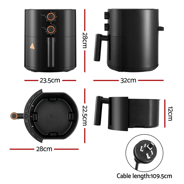 Devanti 4L Air Fryer Knob Control 1500W - Devanti