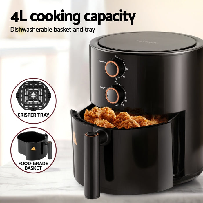 Devanti 4L Air Fryer Knob Control 1500W - Devanti