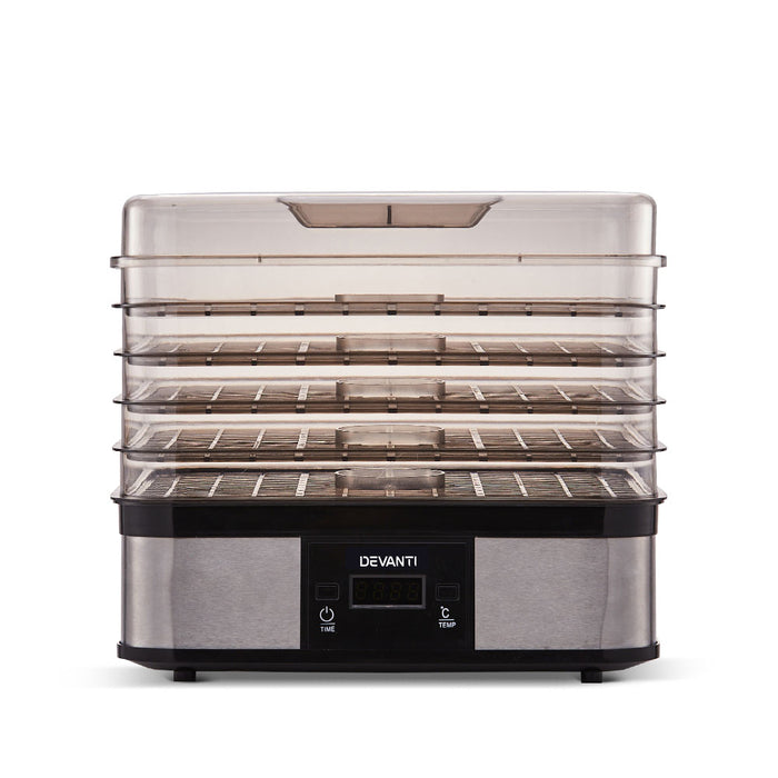 Devanti Food Dehydrator with 5 Trays Silver