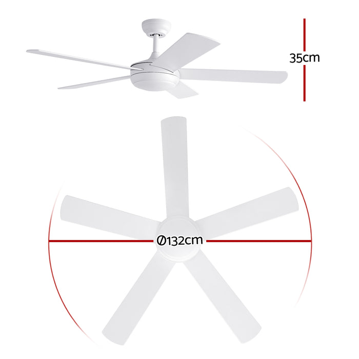 Devanti 52'' Ceiling Fan 5 Blades DC Motor w/Light w/Remote White - Devanti