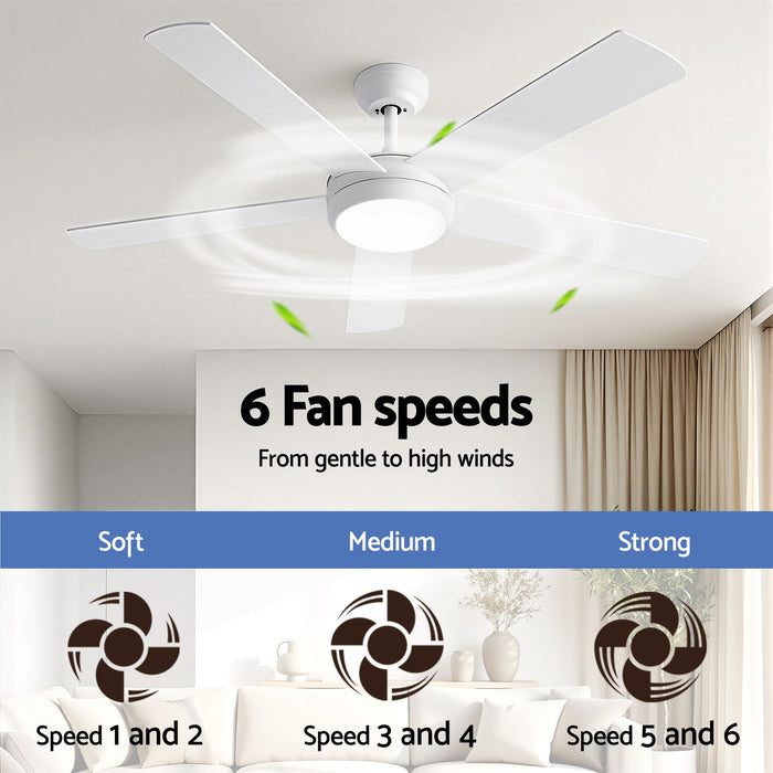Devanti 52'' Ceiling Fan 5 Blades DC Motor w/Light w/Remote White - Devanti