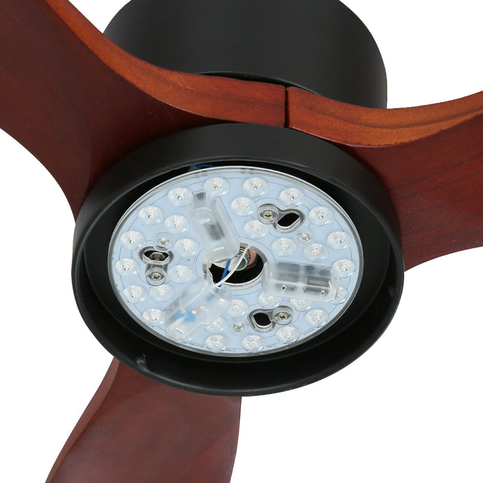 Devanti 52 Ceiling Fan LED Light Remote Control Wooden Blades Dark Wood Fans - Devanti