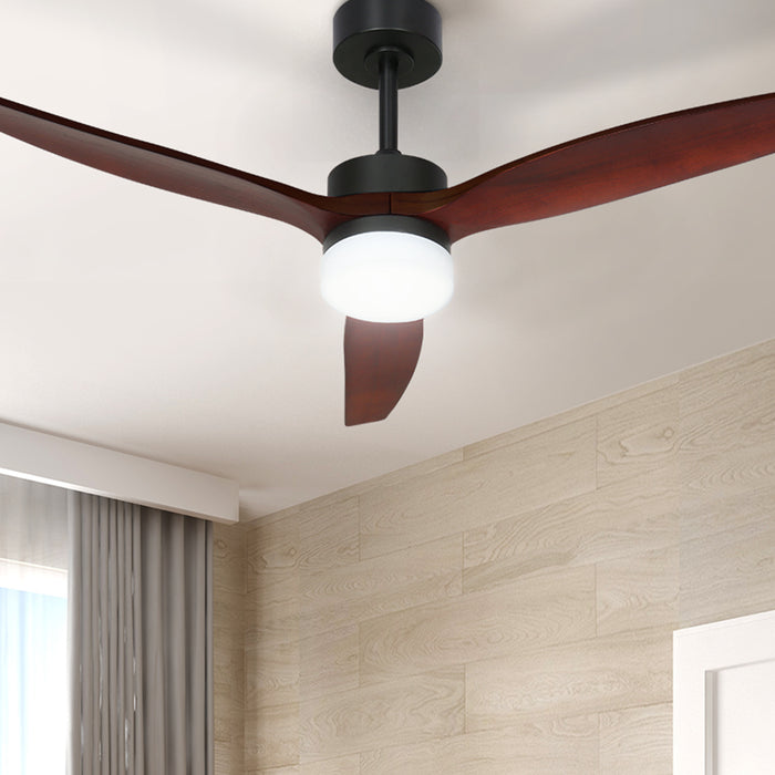 Devanti 52 Ceiling Fan LED Light Remote Control Wooden Blades Dark Wood Fans - Devanti