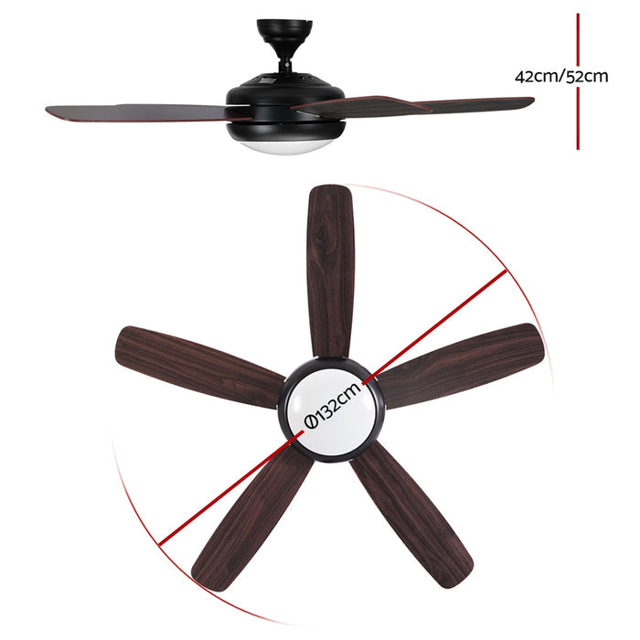 Devanti 52 Ceiling Fan AC Motor 5 Blades w/Light - Dark Wood