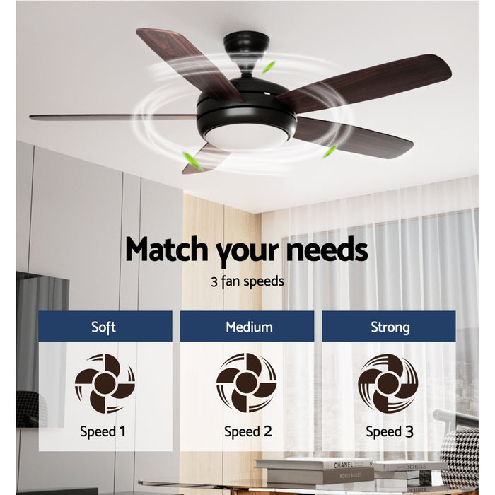 Devanti 52 Ceiling Fan AC Motor 5 Blades w/Light - Dark Wood