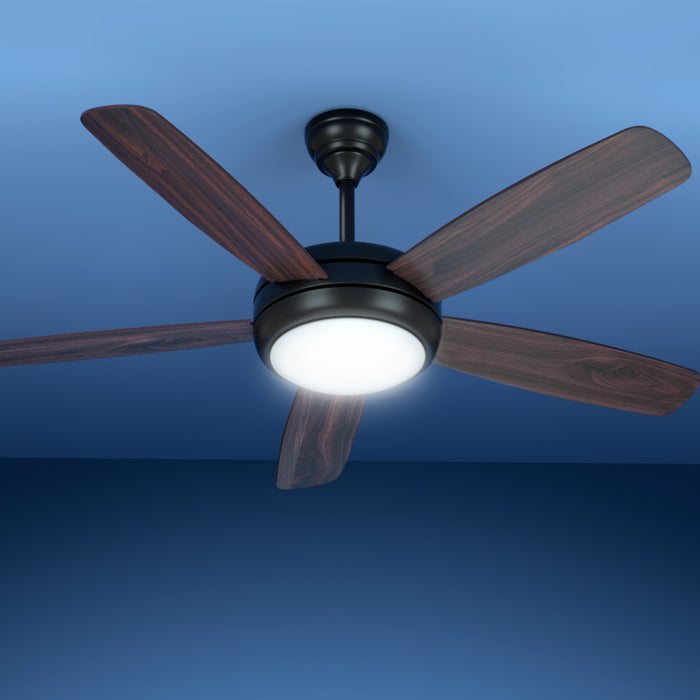 Devanti 52 Ceiling Fan AC Motor 5 Blades w/Light - Dark Wood