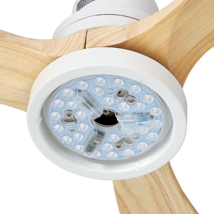 Devanti 52 Ceiling Fan LED Light Remote Control Wooden Blades Timer Fans - Devanti