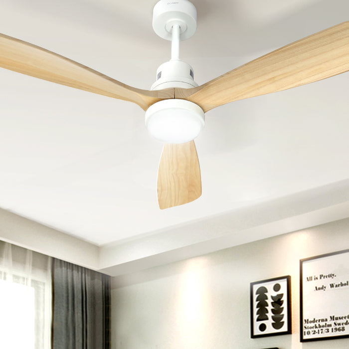 Devanti 52 Ceiling Fan LED Light Remote Control Wooden Blades Timer Fans - Devanti