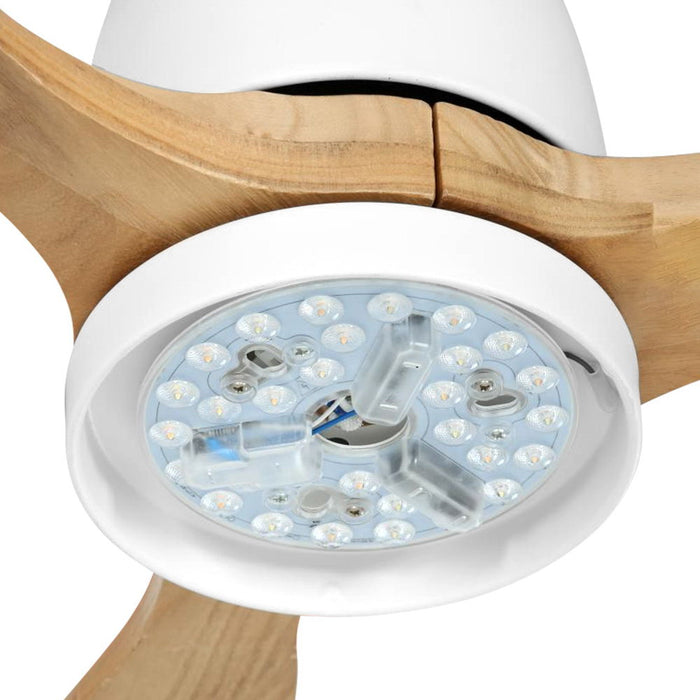 Devanti 52 Ceiling Fan LED Light Remote Control Wooden Blades Timer 1300mm - Devanti