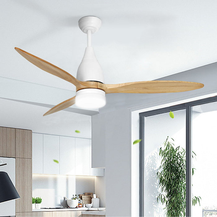 Devanti 52 Ceiling Fan LED Light Remote Control Wooden Blades Timer 1300mm - Devanti