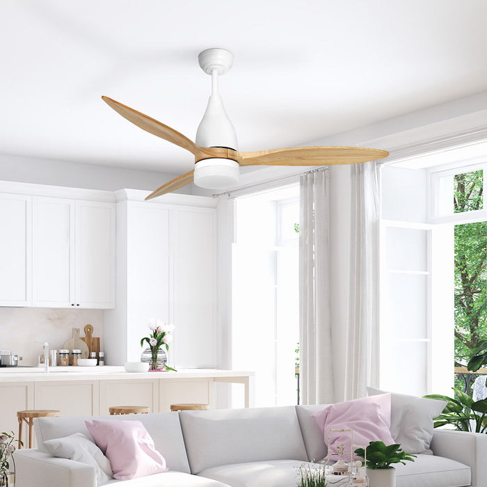 Devanti 52 Ceiling Fan LED Light Remote Control Wooden Blades Timer 1300mm - Devanti