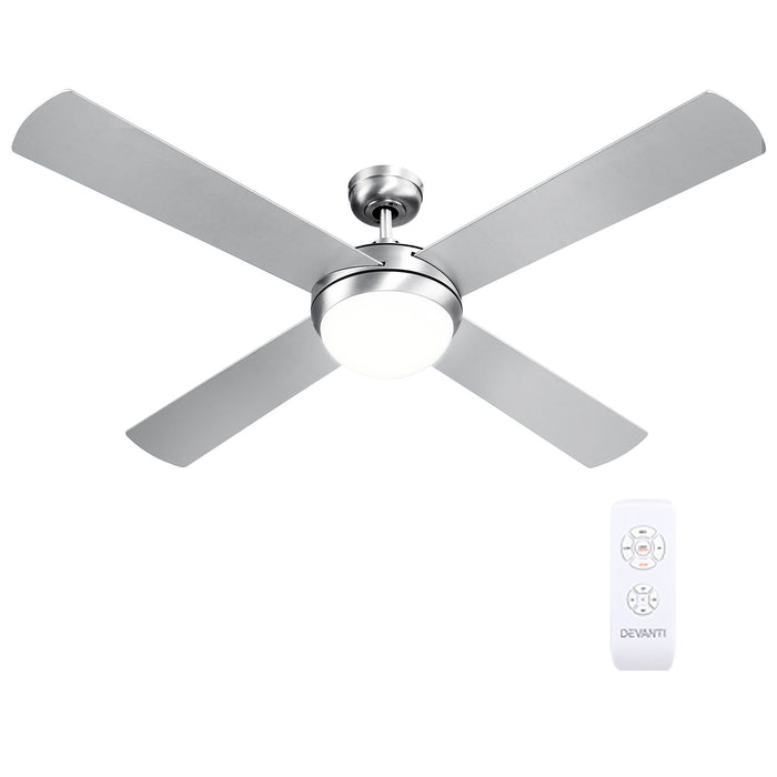 Devanti 52 Ceiling Fan Light Silver