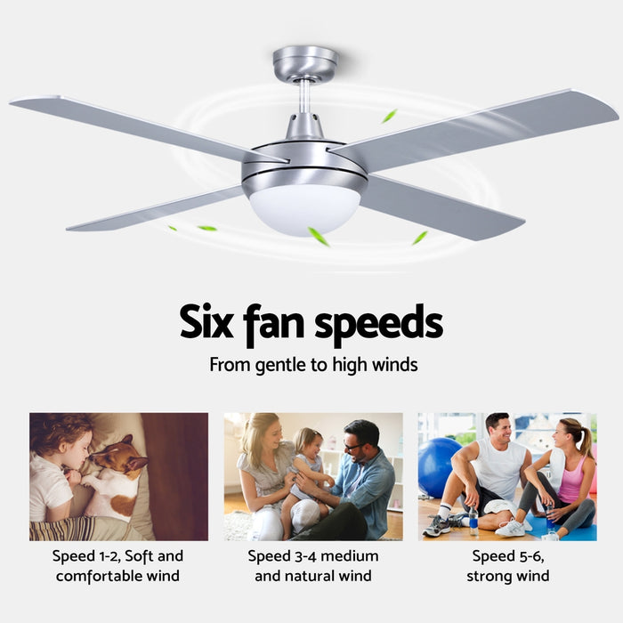Devanti 52 Ceiling Fan Light Silver