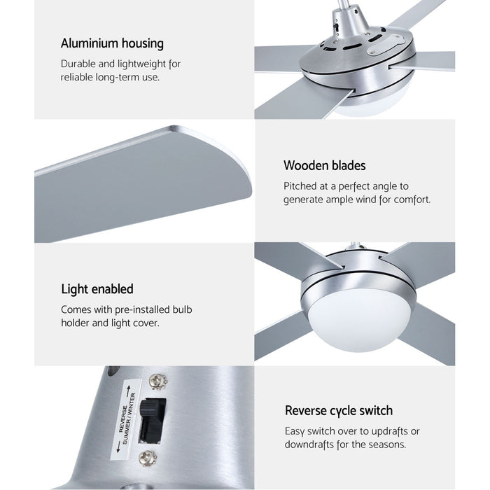 Devanti 52 Ceiling Fan Light Silver