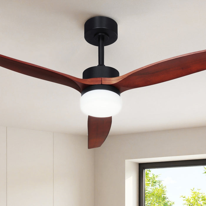 Devanti 52'' Ceiling Fan DC Motor 3 Blades w/Light - Dark Wood - Devanti