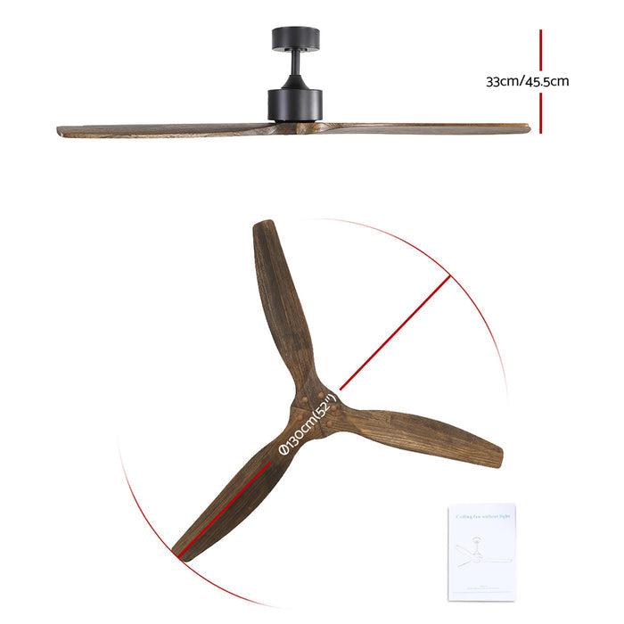 Devanti 52 Ceiling Fan AC Motor 3 Blades w/Remote - Dark Wood - Devanti