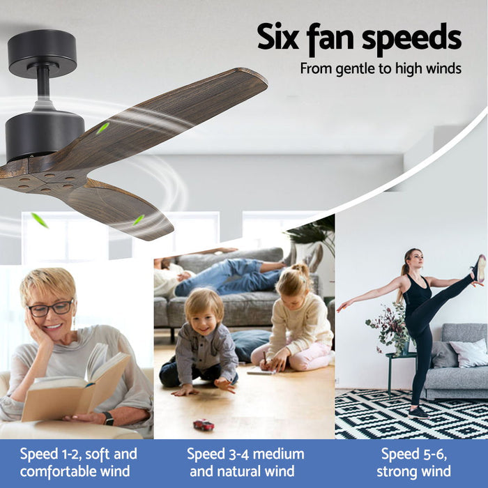Devanti 52 Ceiling Fan AC Motor 3 Blades w/Remote - Dark Wood - Devanti
