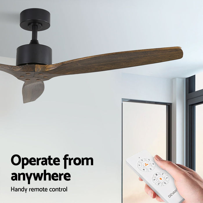 Devanti 52 Ceiling Fan AC Motor 3 Blades w/Remote - Dark Wood - Devanti