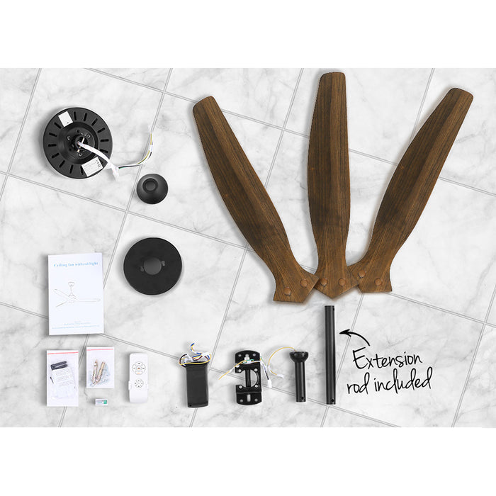 Devanti 52 Ceiling Fan AC Motor 3 Blades w/Remote - Dark Wood - Devanti