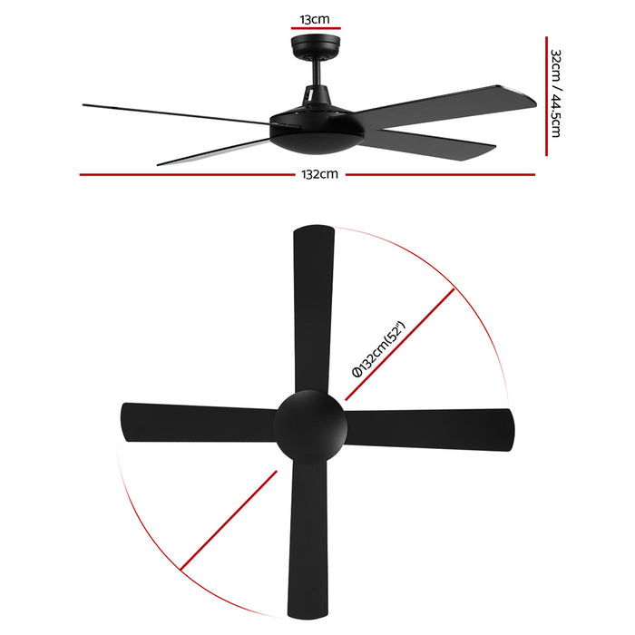 Devanti 52 Ceiling Fan w/Remote - Black - Devanti
