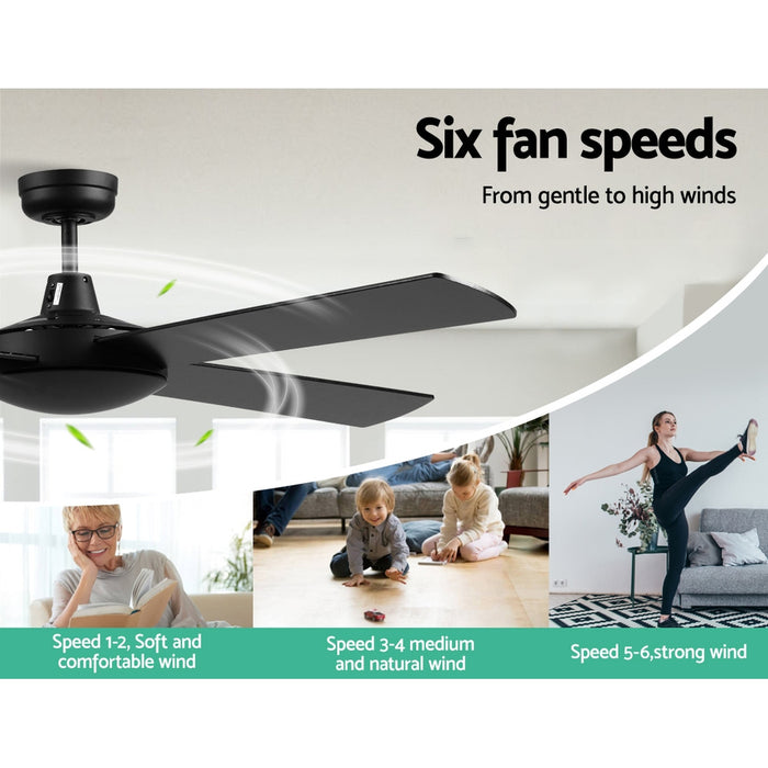 Devanti 52 Ceiling Fan w/Remote - Black - Devanti