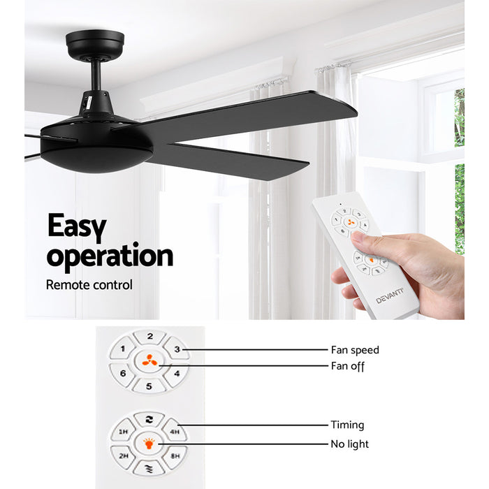 Devanti 52 Ceiling Fan w/Remote - Black - Devanti