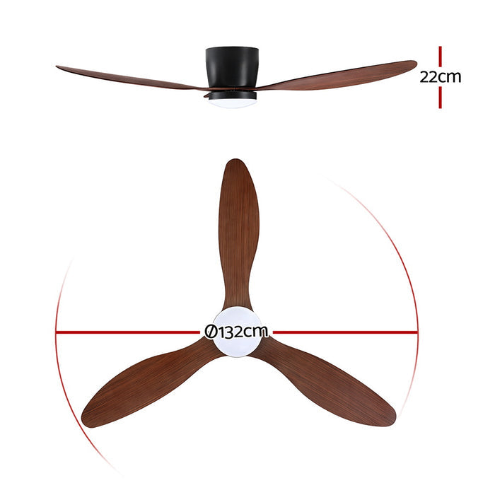 Devanti 52 Ceiling Fan DC Motor w/Light w/Remote - Dark Wood - Devanti